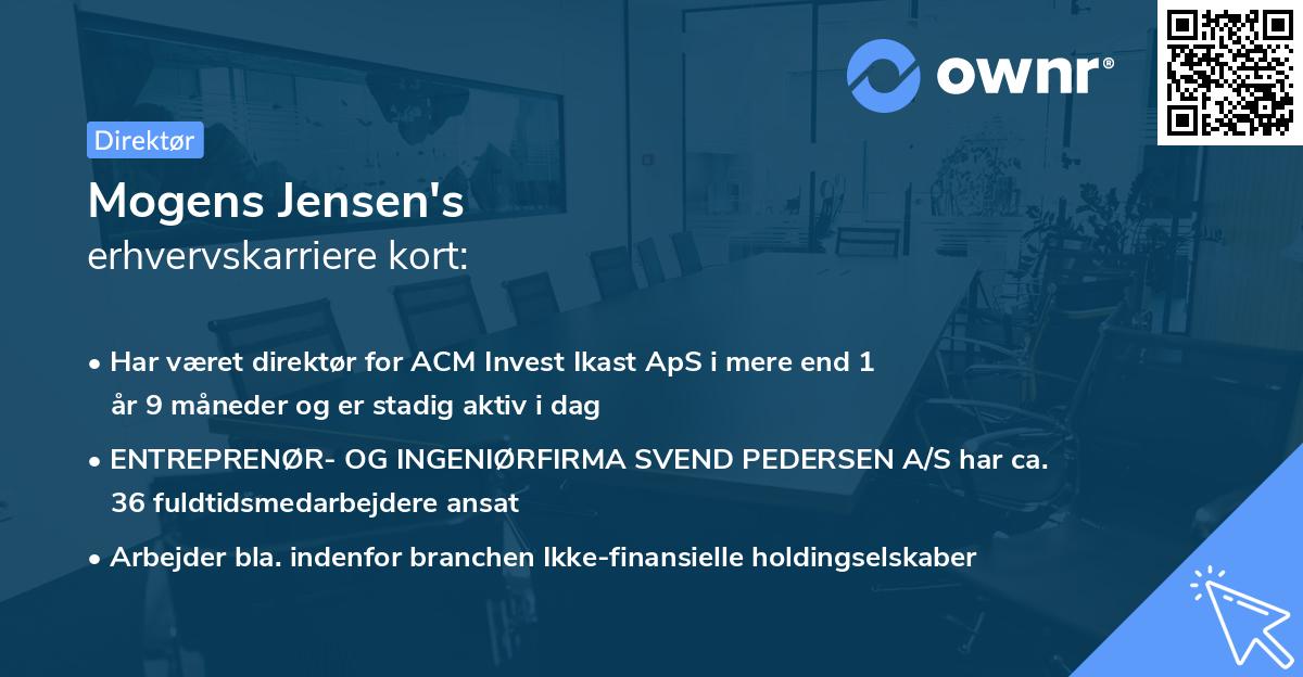 Mogens Jensen's erhvervskarriere kort