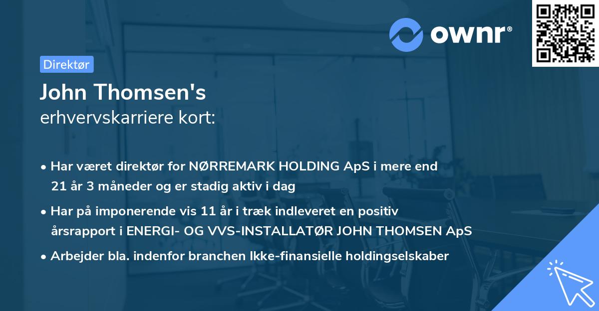 John Thomsen's erhvervskarriere kort