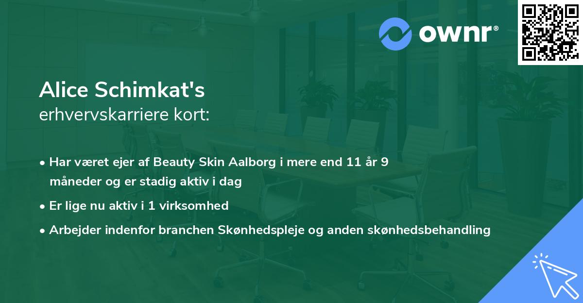 Alice Schimkat's erhvervskarriere kort