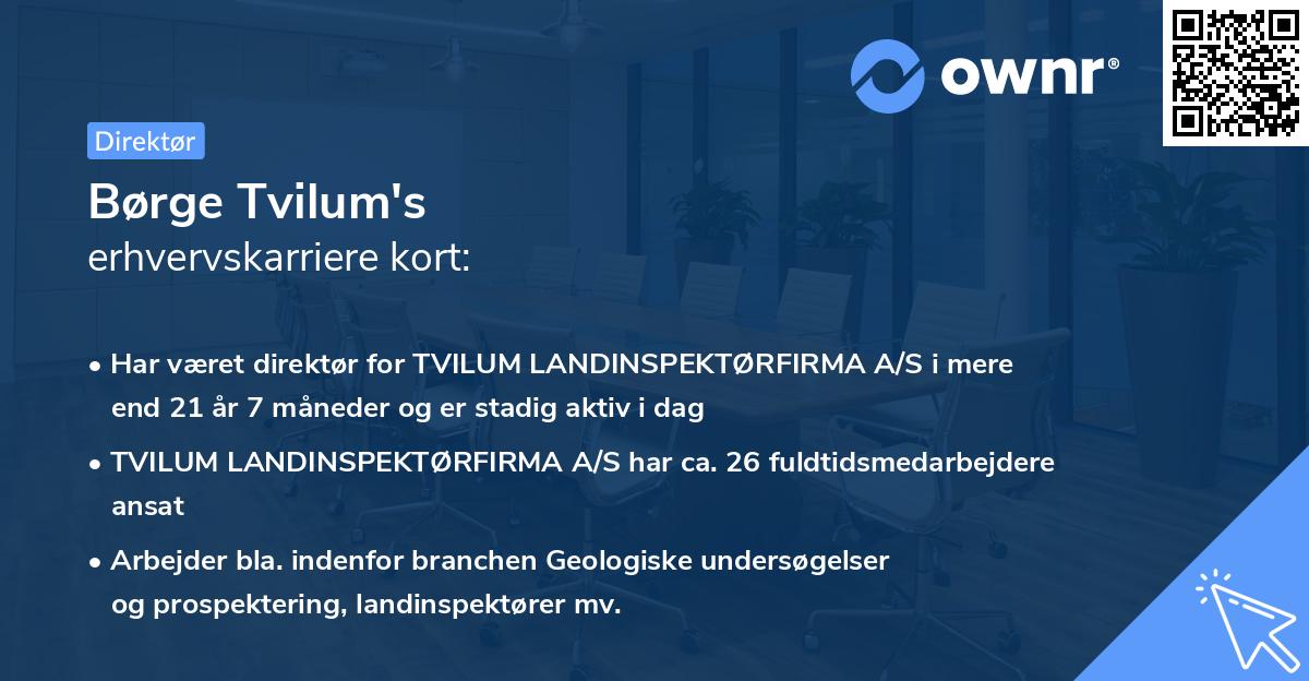 Børge Tvilum's erhvervskarriere kort