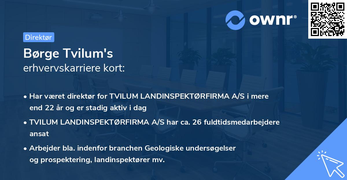 Børge Tvilum's erhvervskarriere kort