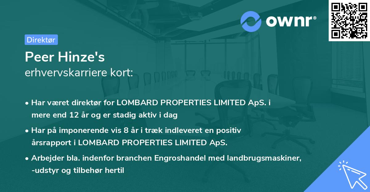 Peer Hinze's erhvervskarriere kort