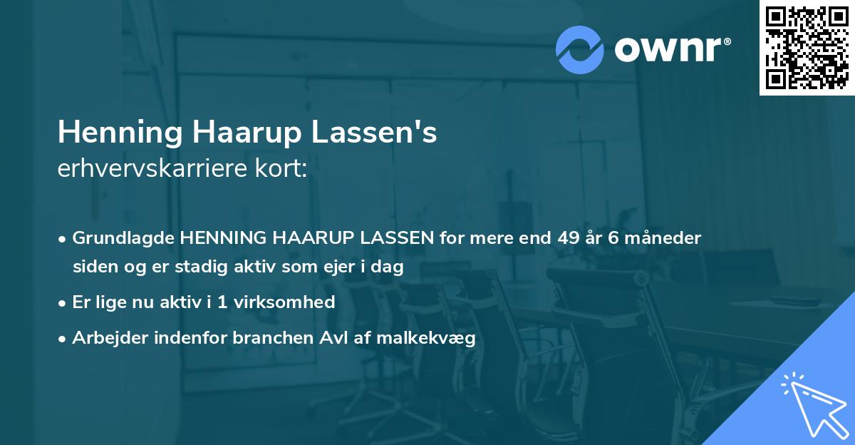 Henning Haarup Lassen's erhvervskarriere kort