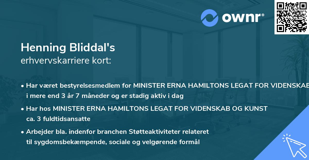 Henning Bliddal's erhvervskarriere kort