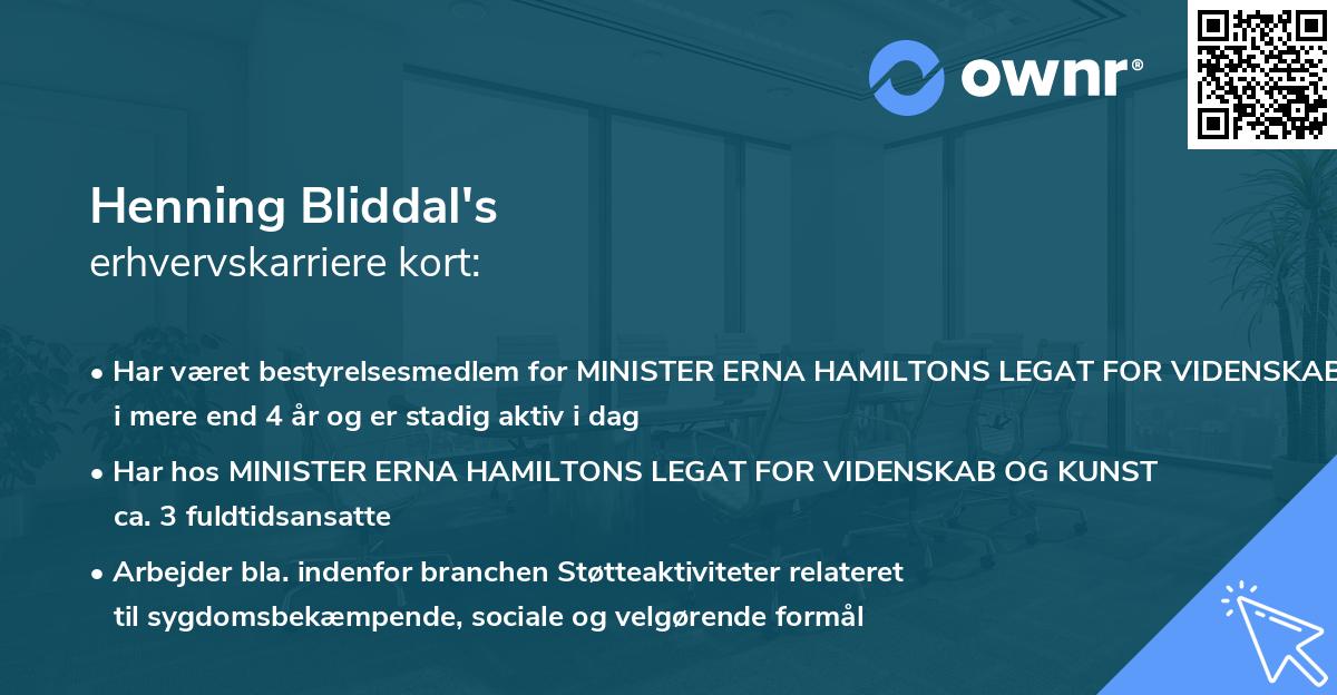 Henning Bliddal's erhvervskarriere kort