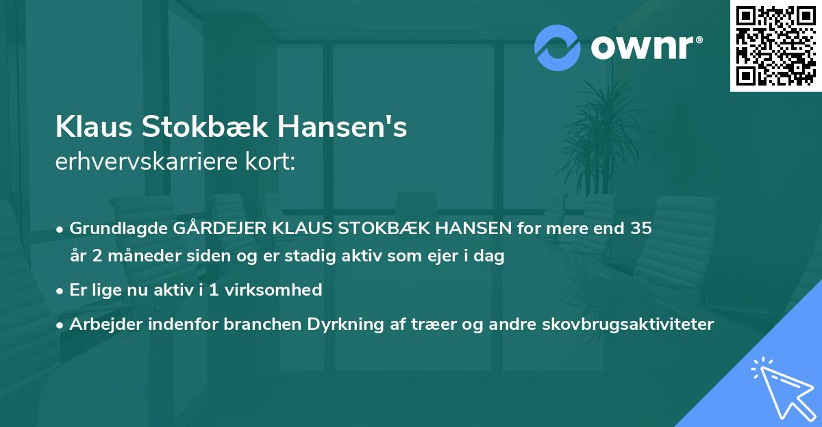 Klaus Stokbæk Hansen's erhvervskarriere kort