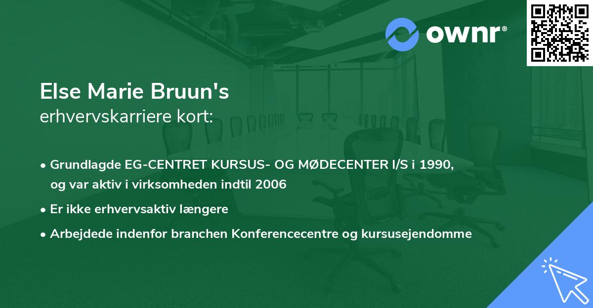Else Marie Bruun's erhvervskarriere kort