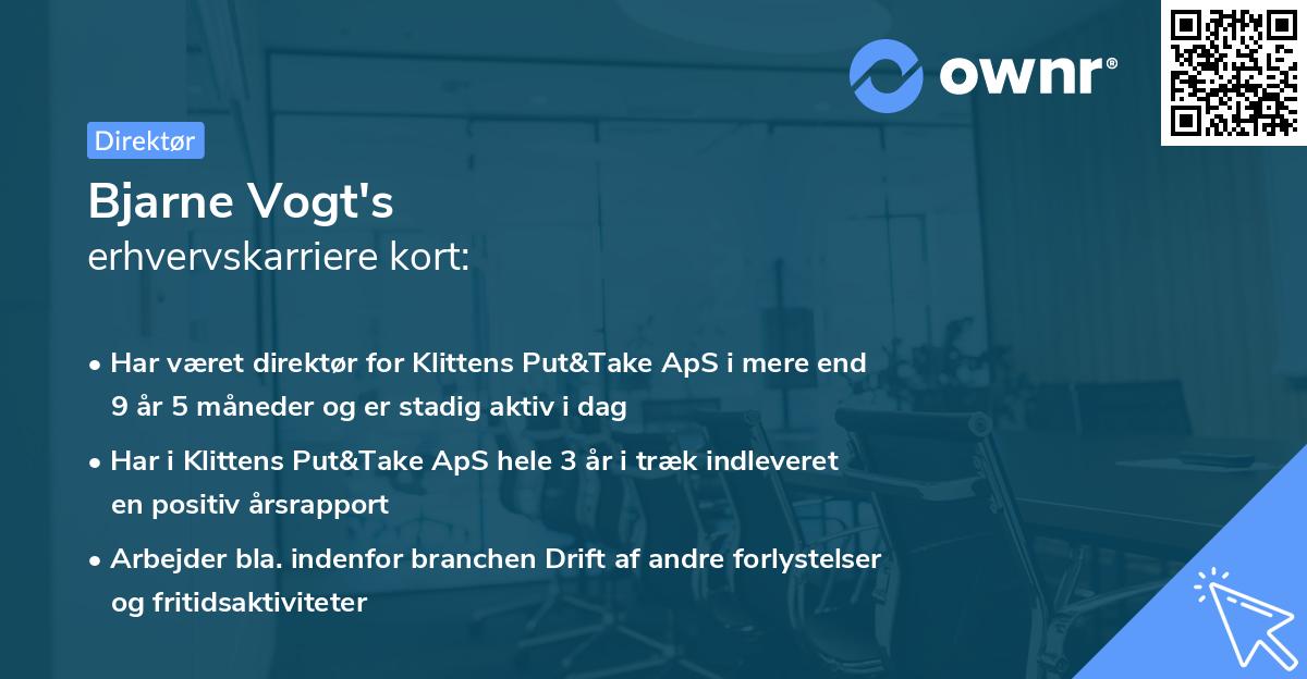 Bjarne Vogt's erhvervskarriere kort