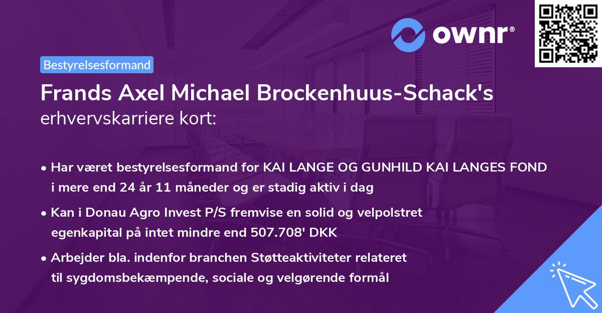 Frands Axel Michael Brockenhuus-Schack's erhvervskarriere kort