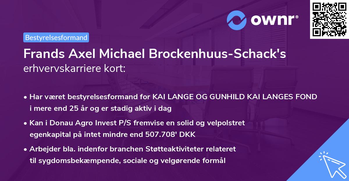 Frands Axel Michael Brockenhuus-Schack's erhvervskarriere kort