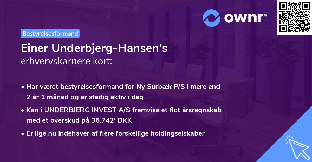 Einer Underbjerg-Hansen's erhvervskarriere kort