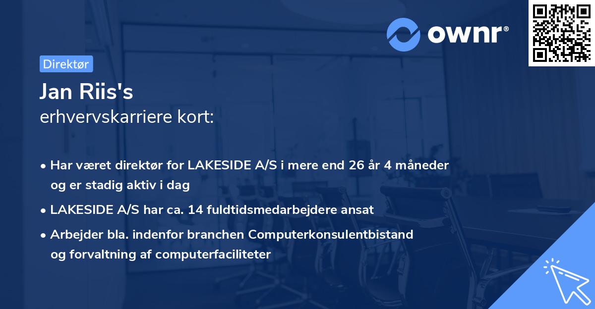 Jan Riis's erhvervskarriere kort