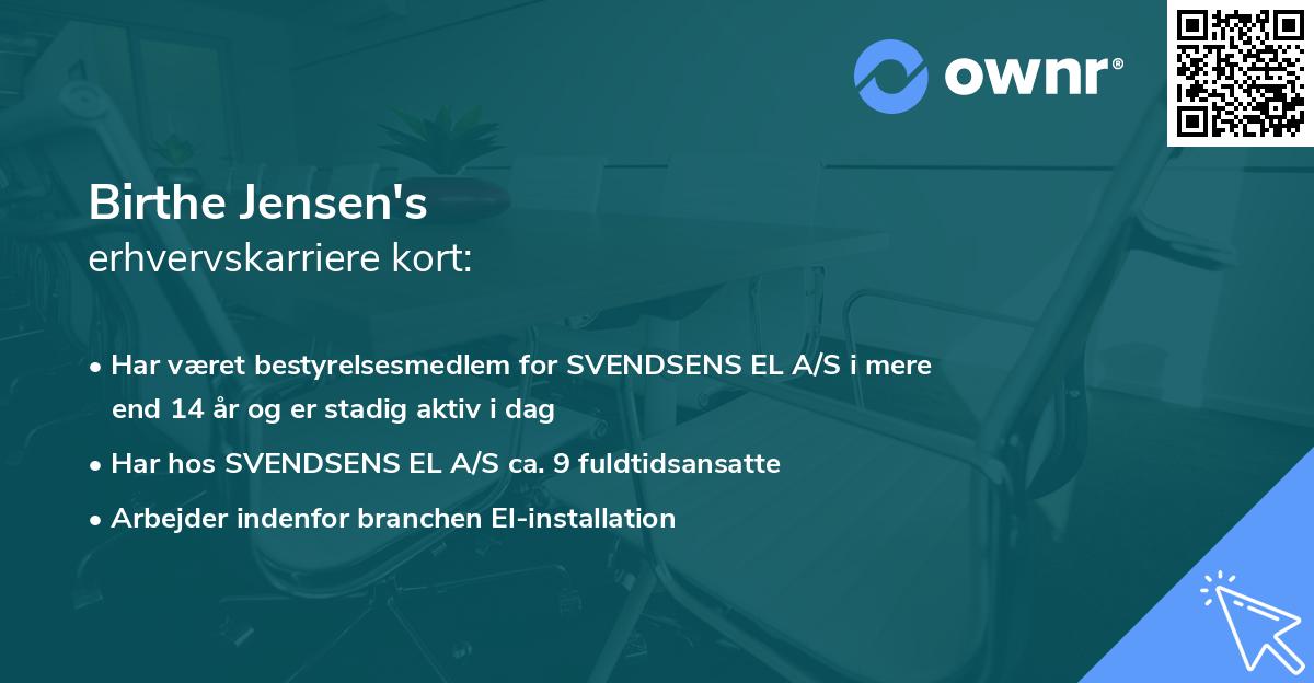 Birthe Jensen's erhvervskarriere kort