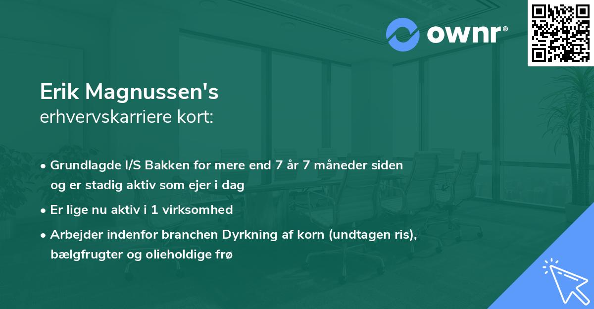 Erik Magnussen's erhvervskarriere kort