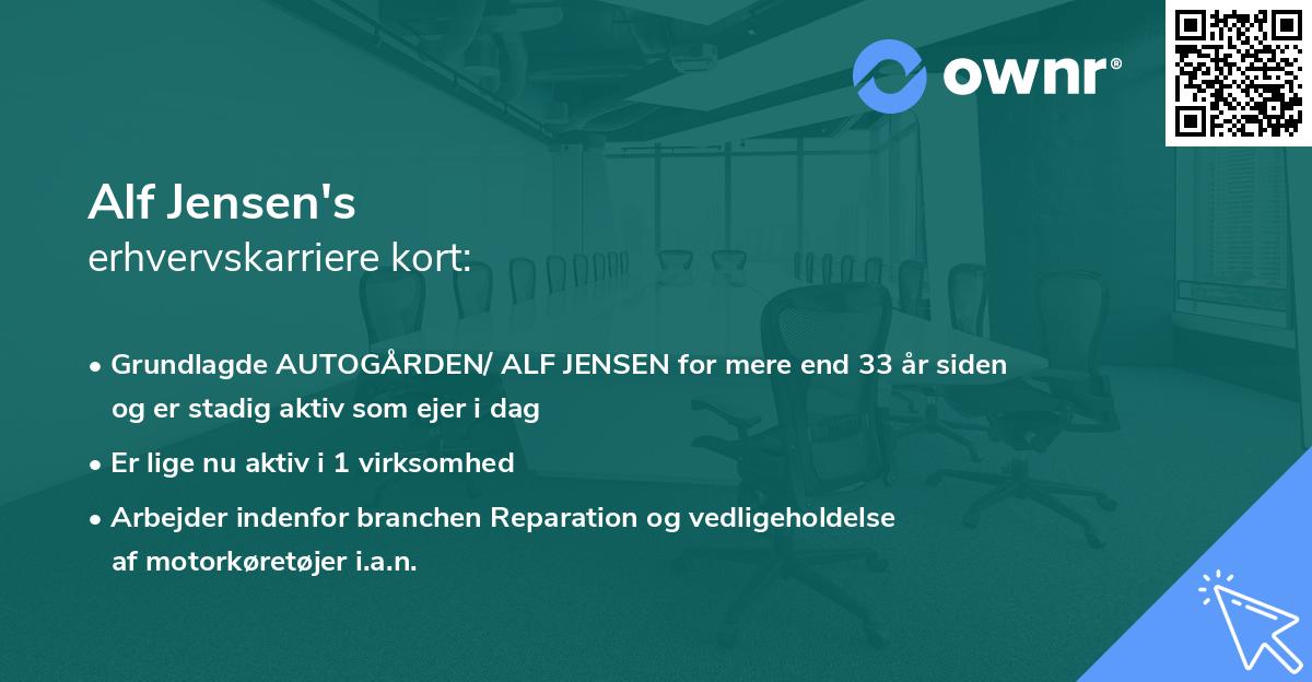 Alf Jensen's erhvervskarriere kort