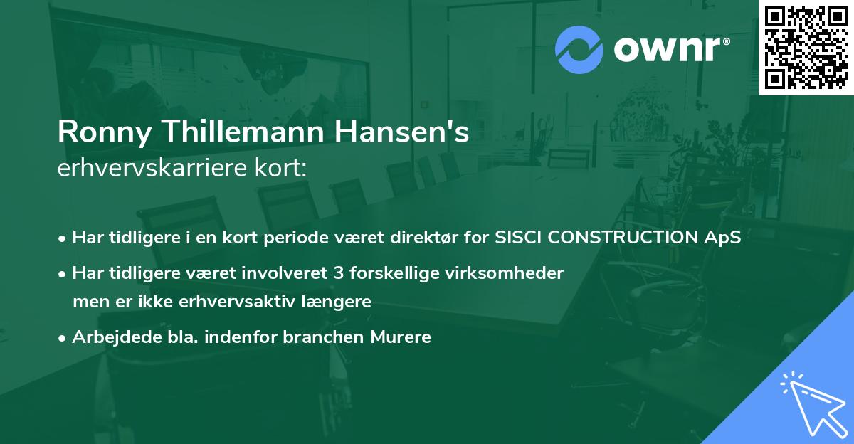 Ronny Thillemann Hansen's erhvervskarriere kort