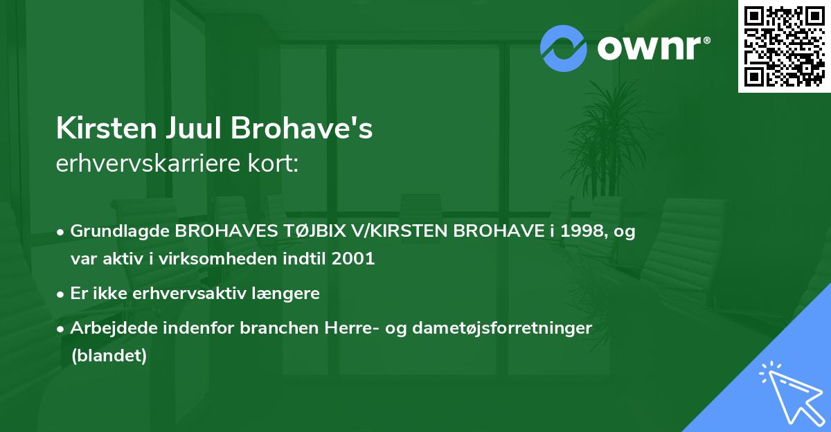 Kirsten Juul Brohave's erhvervskarriere kort