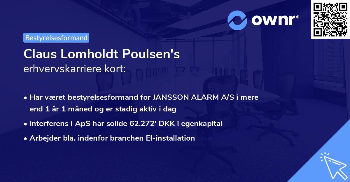 Claus Lomholdt Poulsen's erhvervskarriere kort