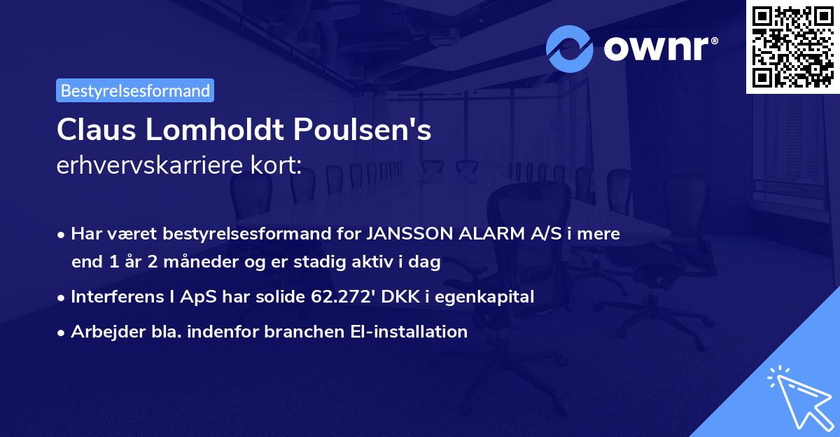 Claus Lomholdt Poulsen's erhvervskarriere kort