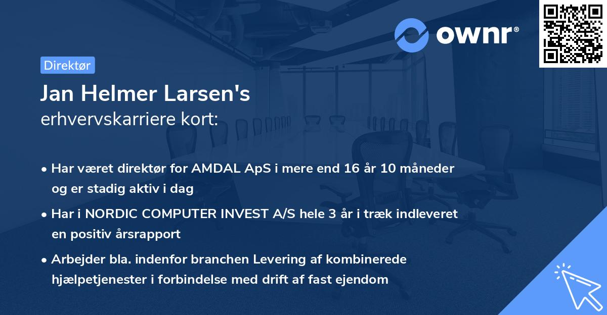 Jan Helmer Larsen's erhvervskarriere kort