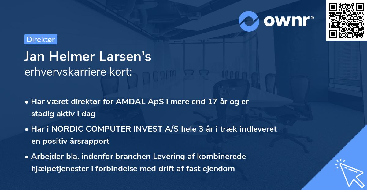 Jan Helmer Larsen's erhvervskarriere kort