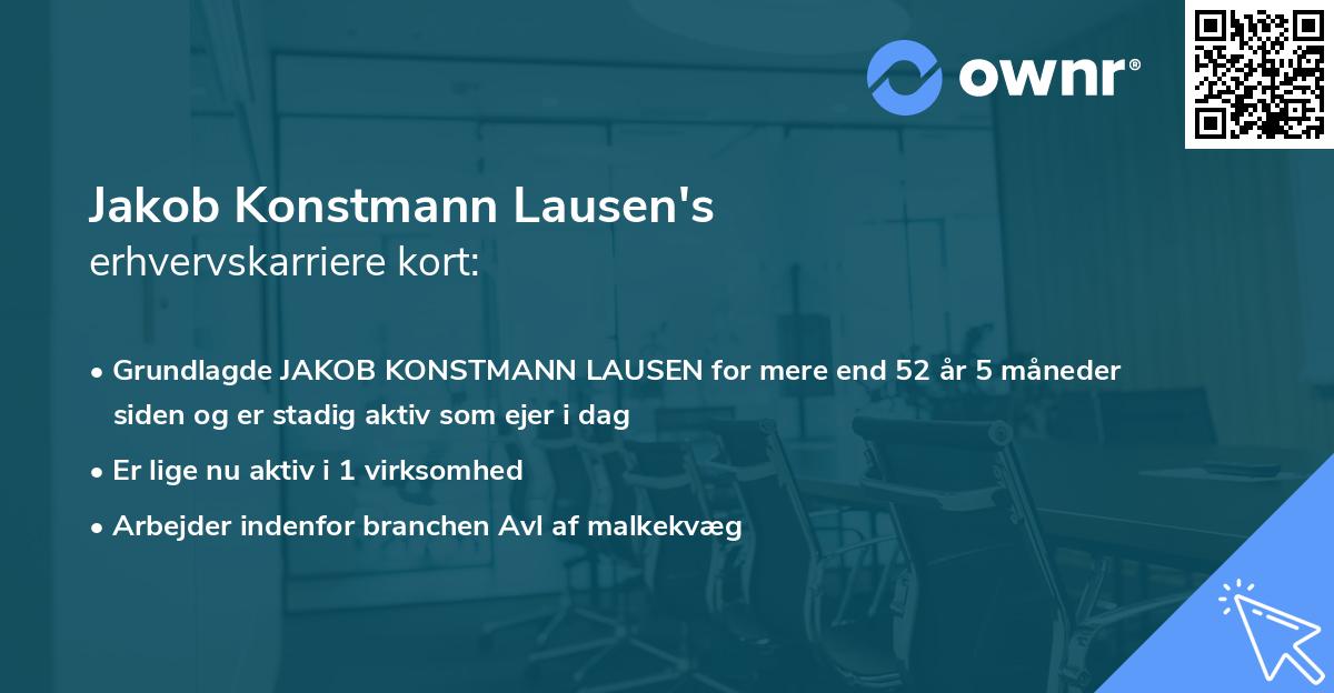 Jakob Konstmann Lausen's erhvervskarriere kort