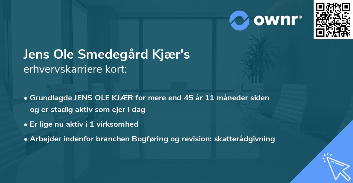 Jens Ole Smedegård Kjær's erhvervskarriere kort