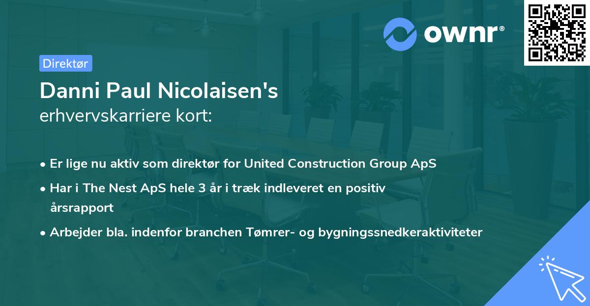 Danni Paul Nicolaisen's erhvervskarriere kort