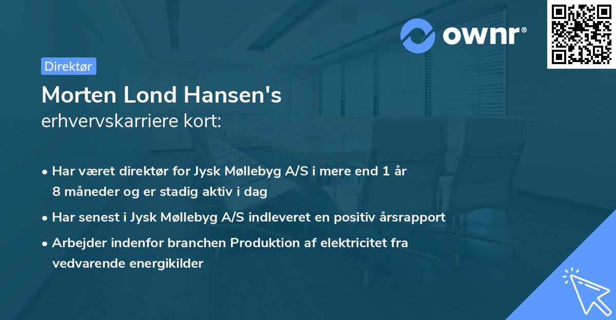 Morten Lond Hansen's erhvervskarriere kort