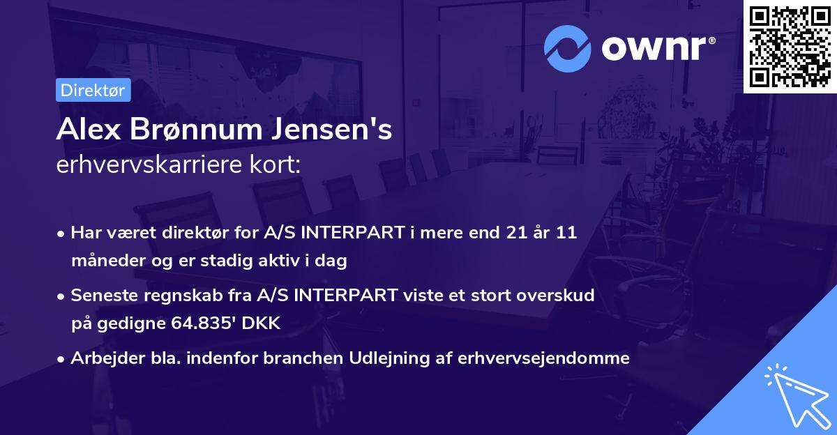 Alex Brønnum Jensen's erhvervskarriere kort