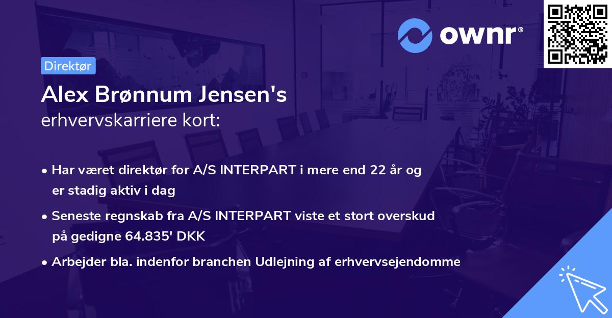 Alex Brønnum Jensen's erhvervskarriere kort