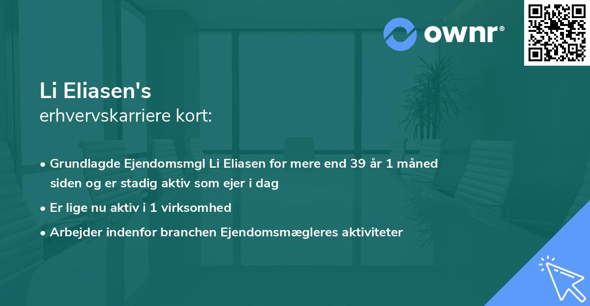 Li Eliasen's erhvervskarriere kort