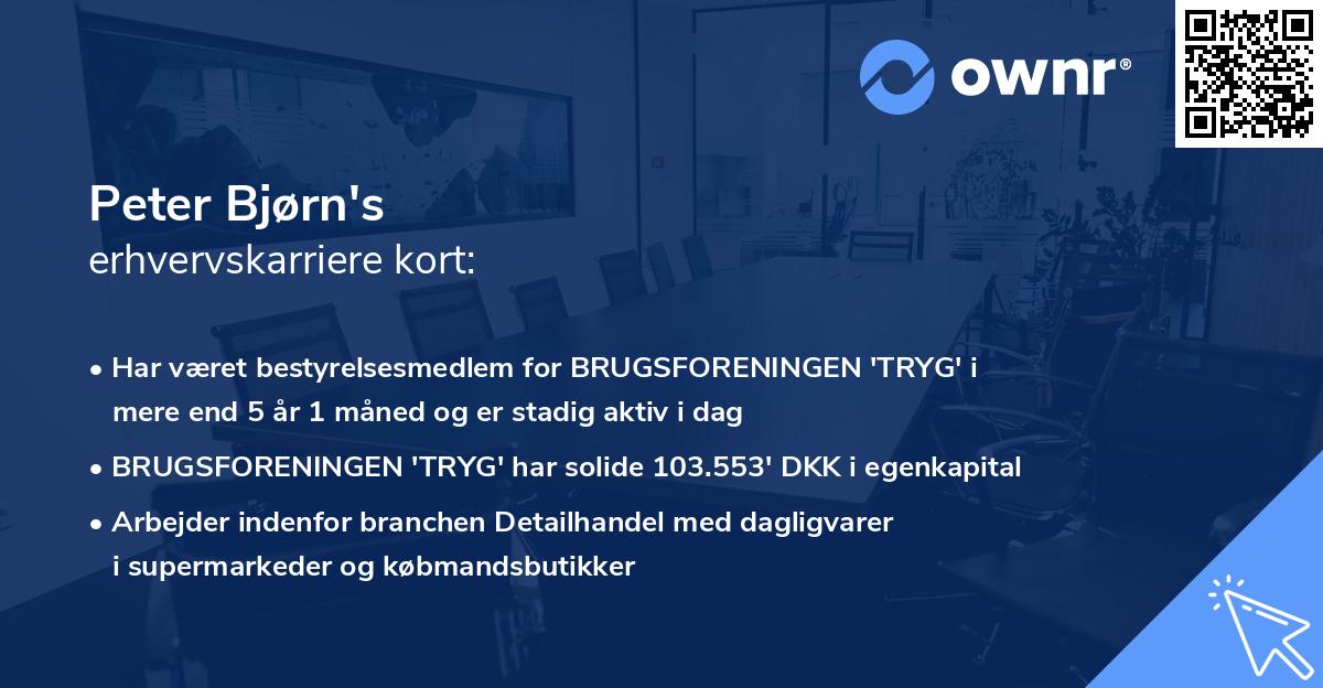 Peter Bjørn's erhvervskarriere kort