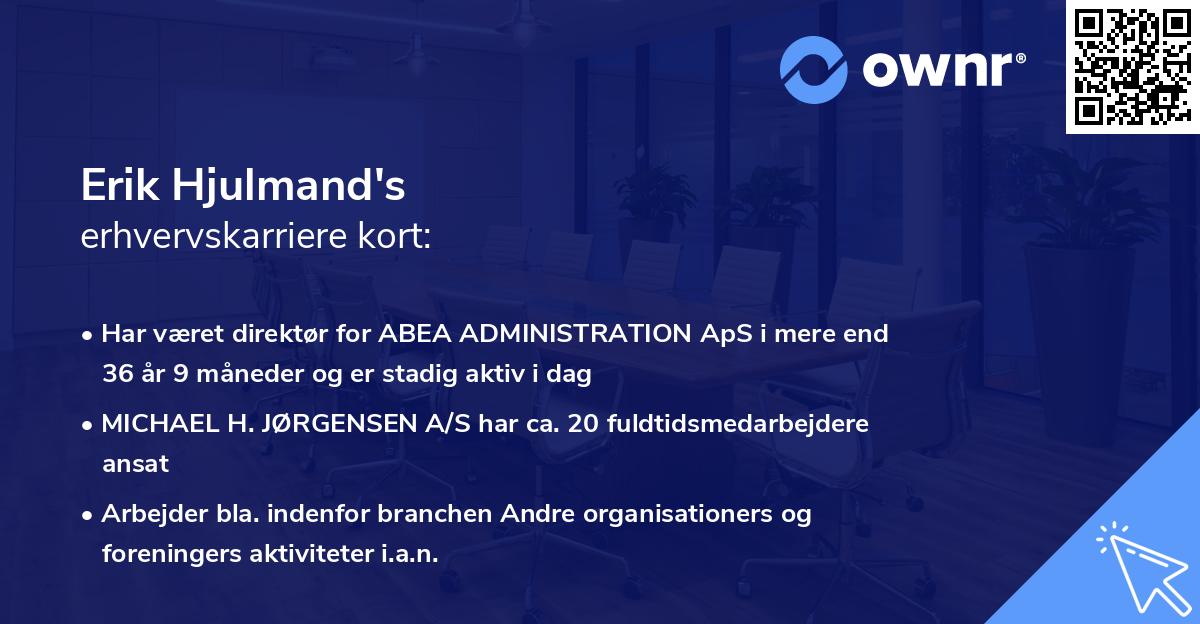 Erik Hjulmand's erhvervskarriere kort
