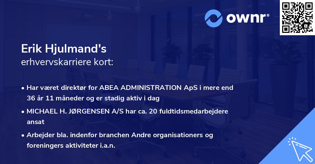 Erik Hjulmand's erhvervskarriere kort