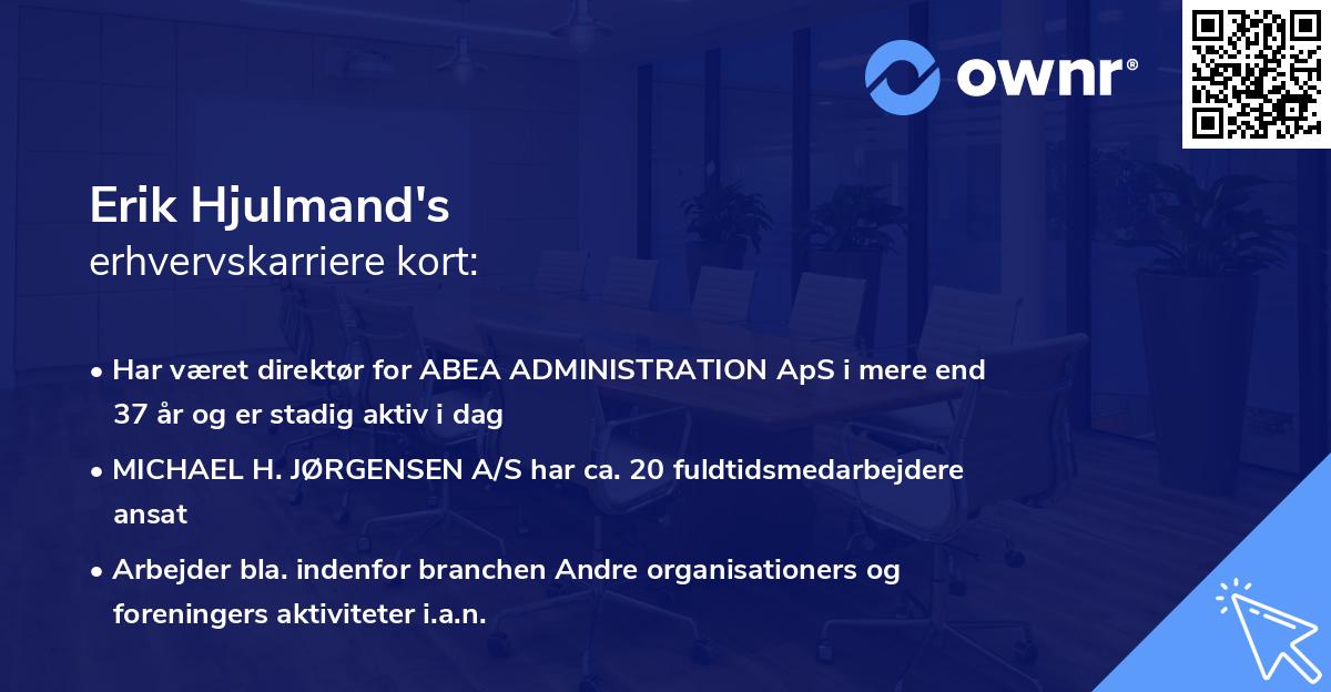 Erik Hjulmand's erhvervskarriere kort
