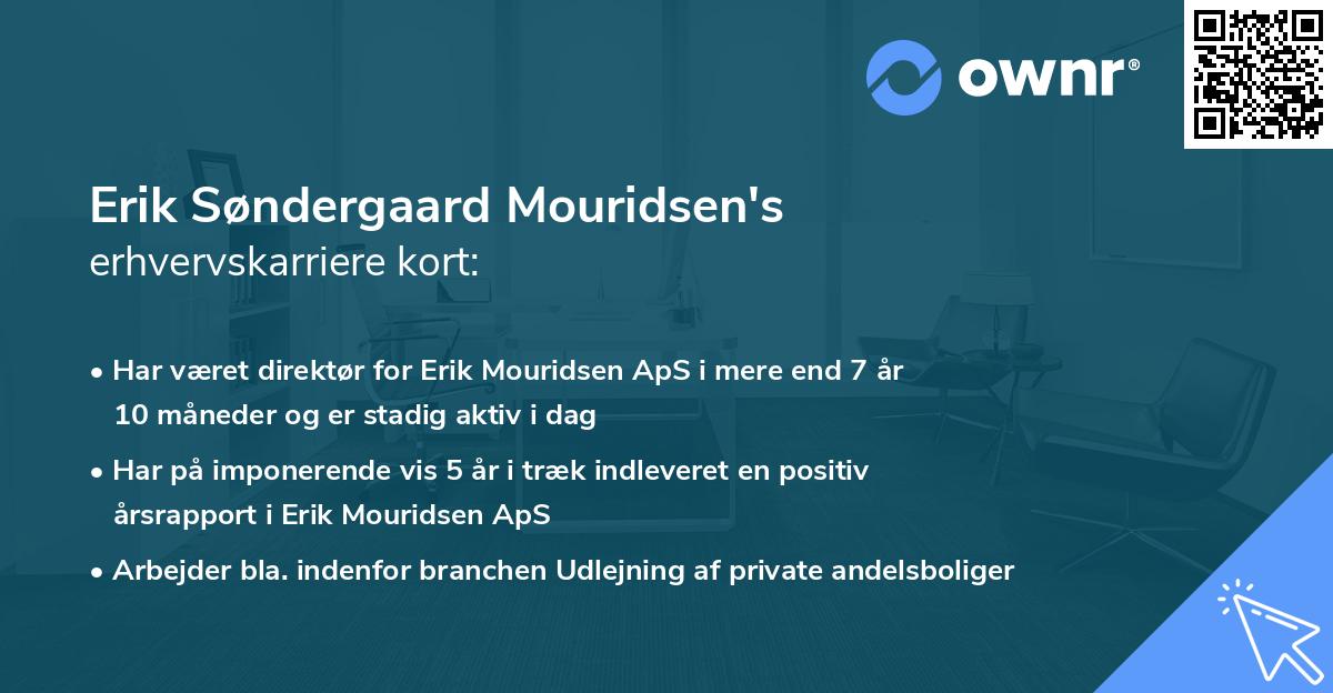 Erik Søndergaard Mouridsen's erhvervskarriere kort