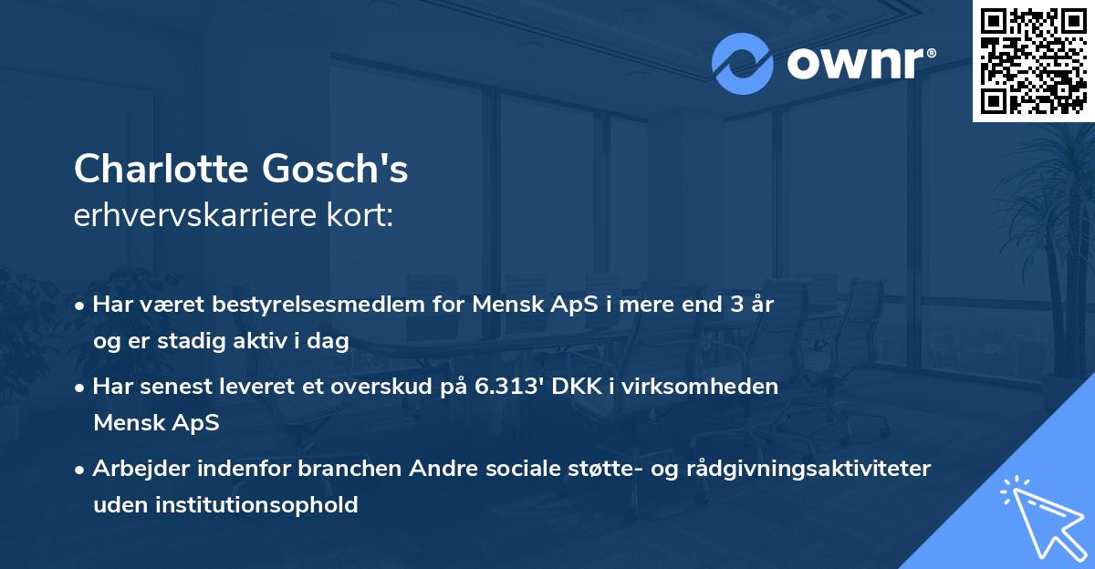 Charlotte Gosch's erhvervskarriere kort
