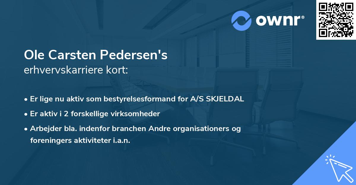 Ole Carsten Pedersen's erhvervskarriere kort