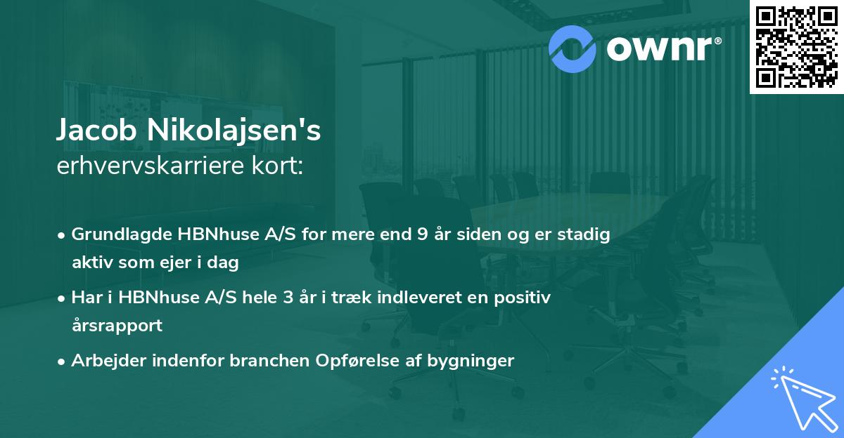 Jacob Nikolajsen's erhvervskarriere kort
