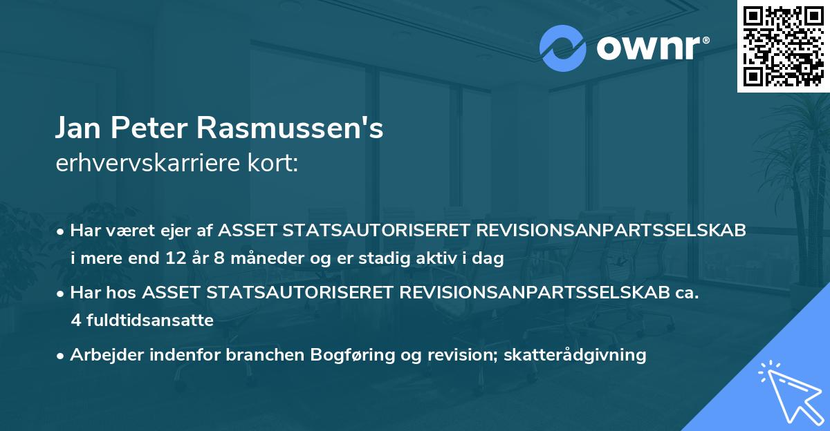 Jan Peter Rasmussen's erhvervskarriere kort