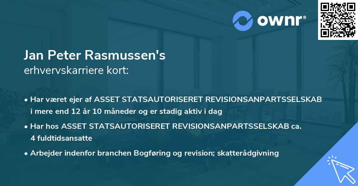 Jan Peter Rasmussen's erhvervskarriere kort
