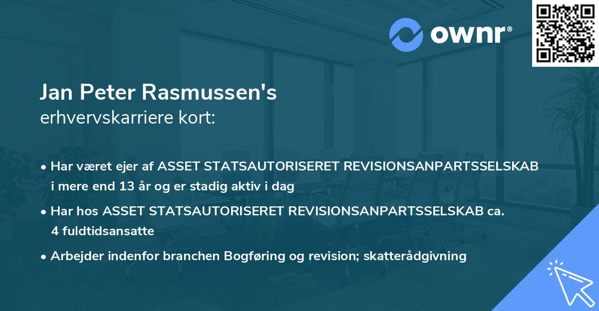 Jan Peter Rasmussen's erhvervskarriere kort