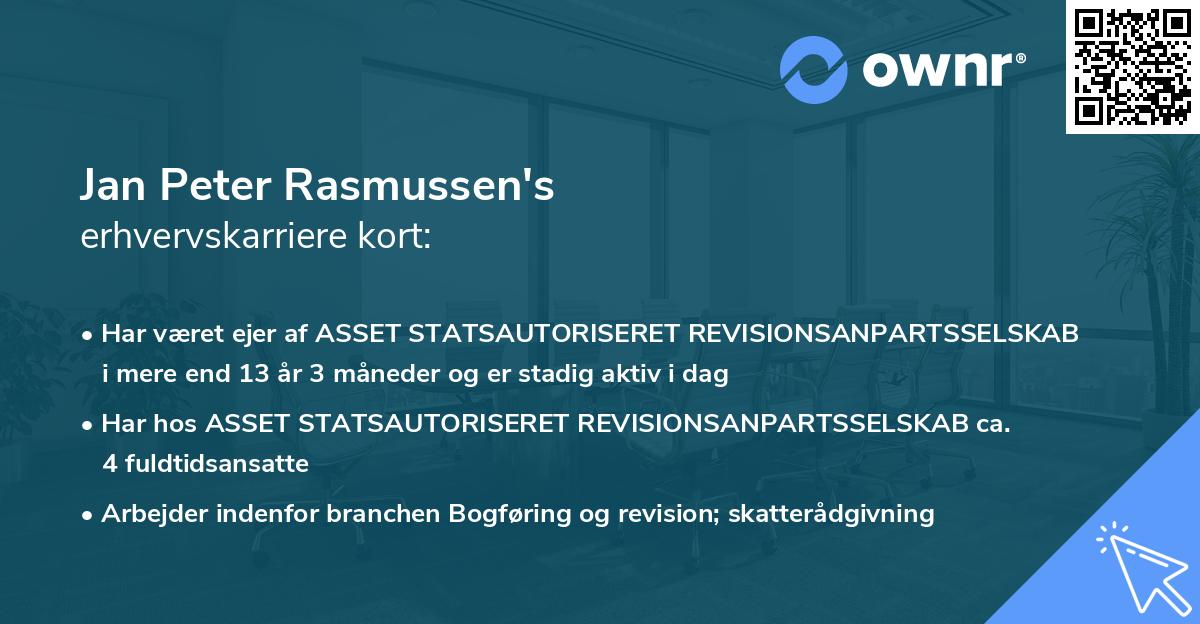 Jan Peter Rasmussen's erhvervskarriere kort