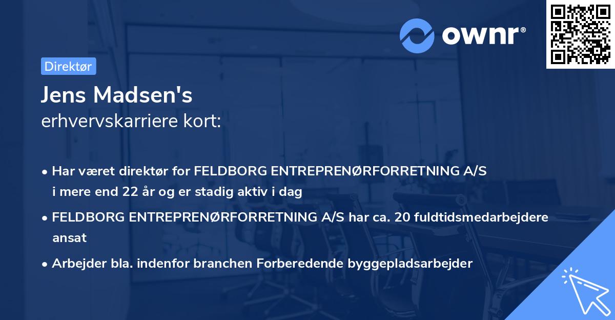 Jens Madsen's erhvervskarriere kort