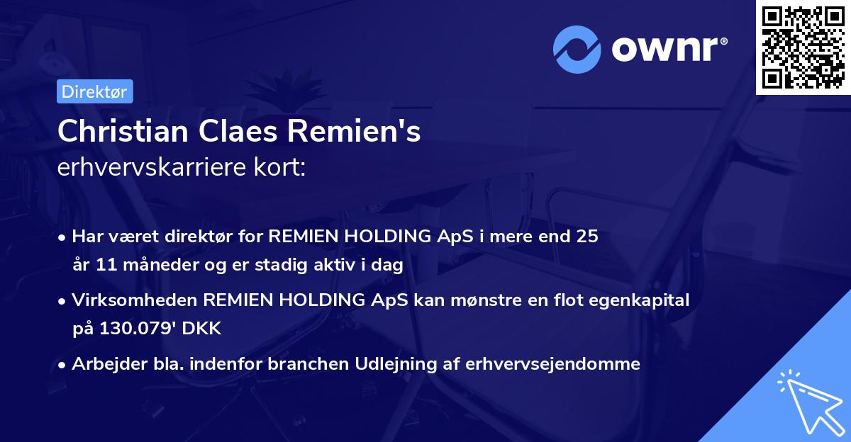 Christian Claes Remien's erhvervskarriere kort