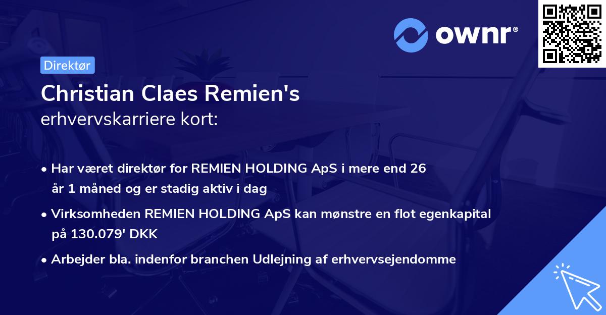 Christian Claes Remien's erhvervskarriere kort