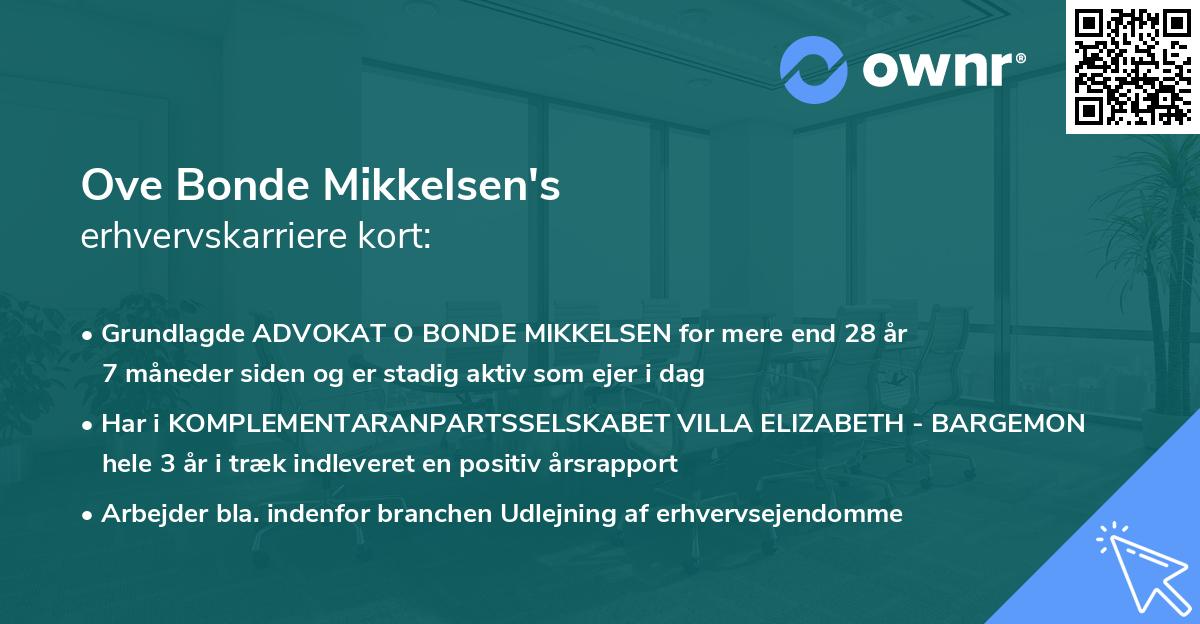 Ove Bonde Mikkelsen's erhvervskarriere kort