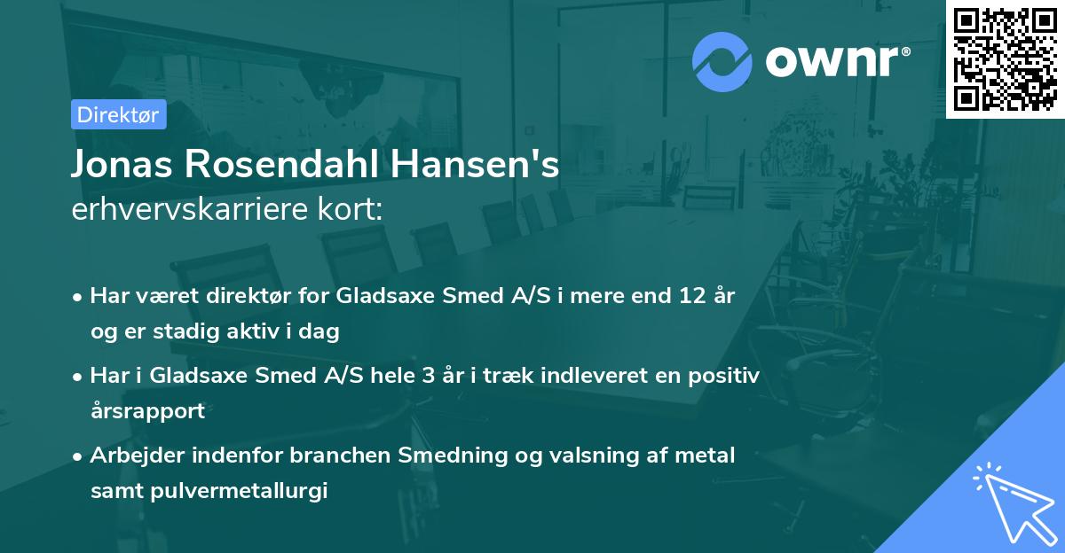 Jonas Rosendahl Hansen's erhvervskarriere kort