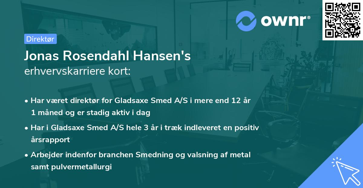 Jonas Rosendahl Hansen's erhvervskarriere kort